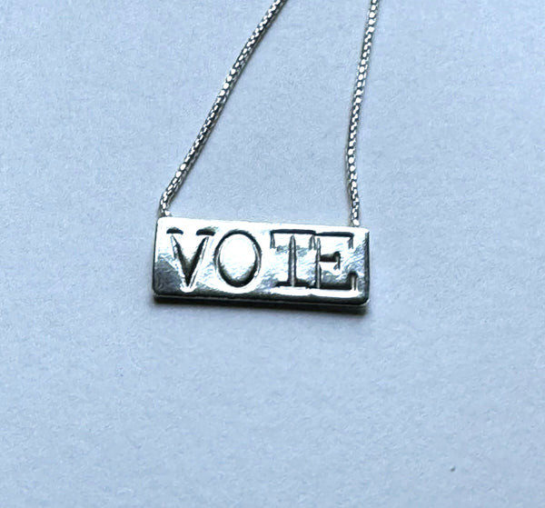 Large VOTE rectangle necklace