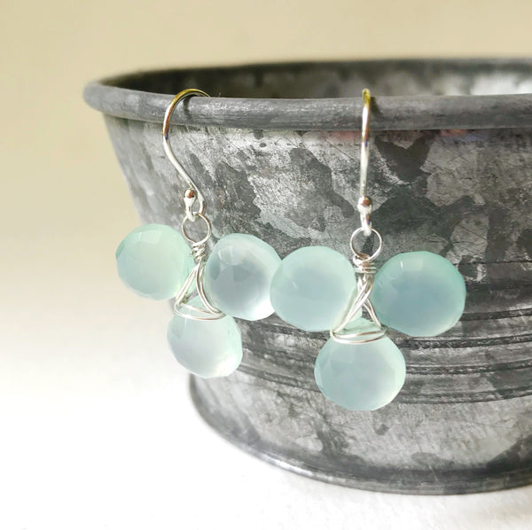 Blue chalcedony cluster earrings