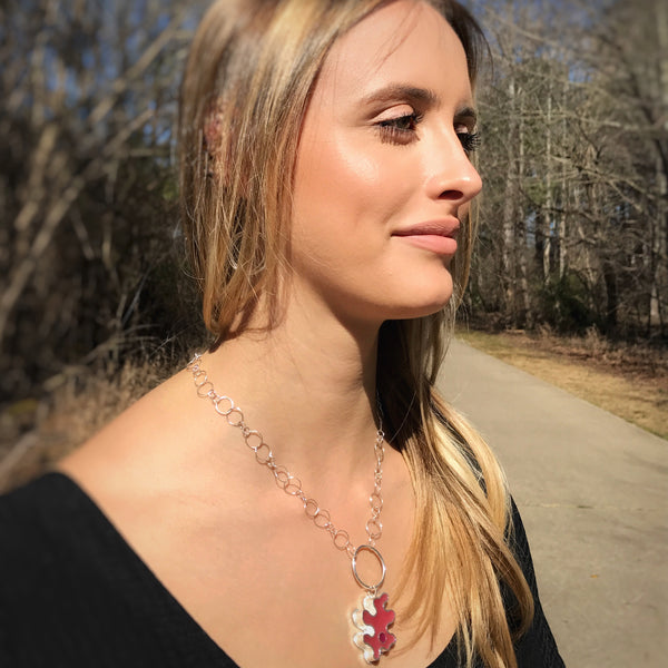 Reef Ripples necklace in coral pink