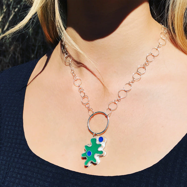 Reef Ripples necklace in green and blue