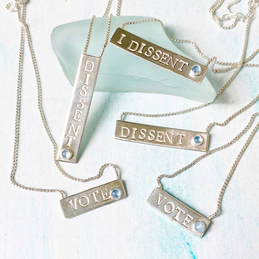 I DISSENT necklace with aquamarine