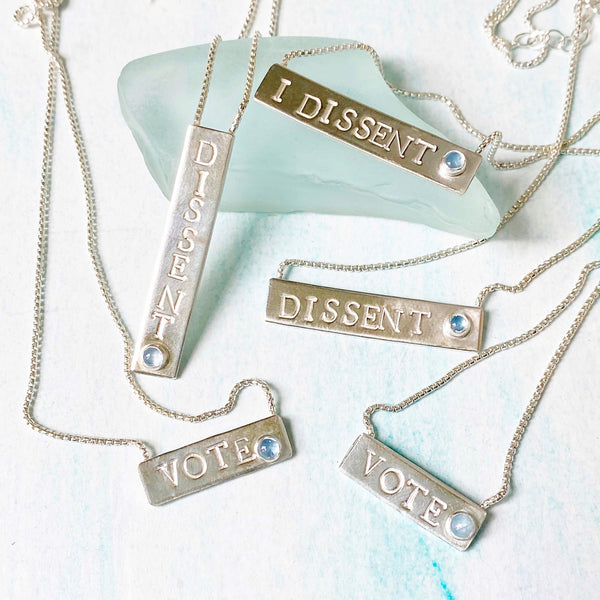 I DISSENT necklace with aquamarine