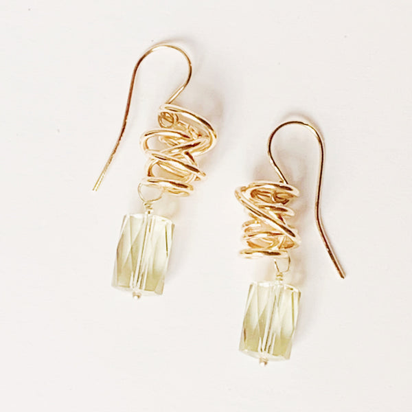 Lemon Quartz Goldfill Swirl Earrings