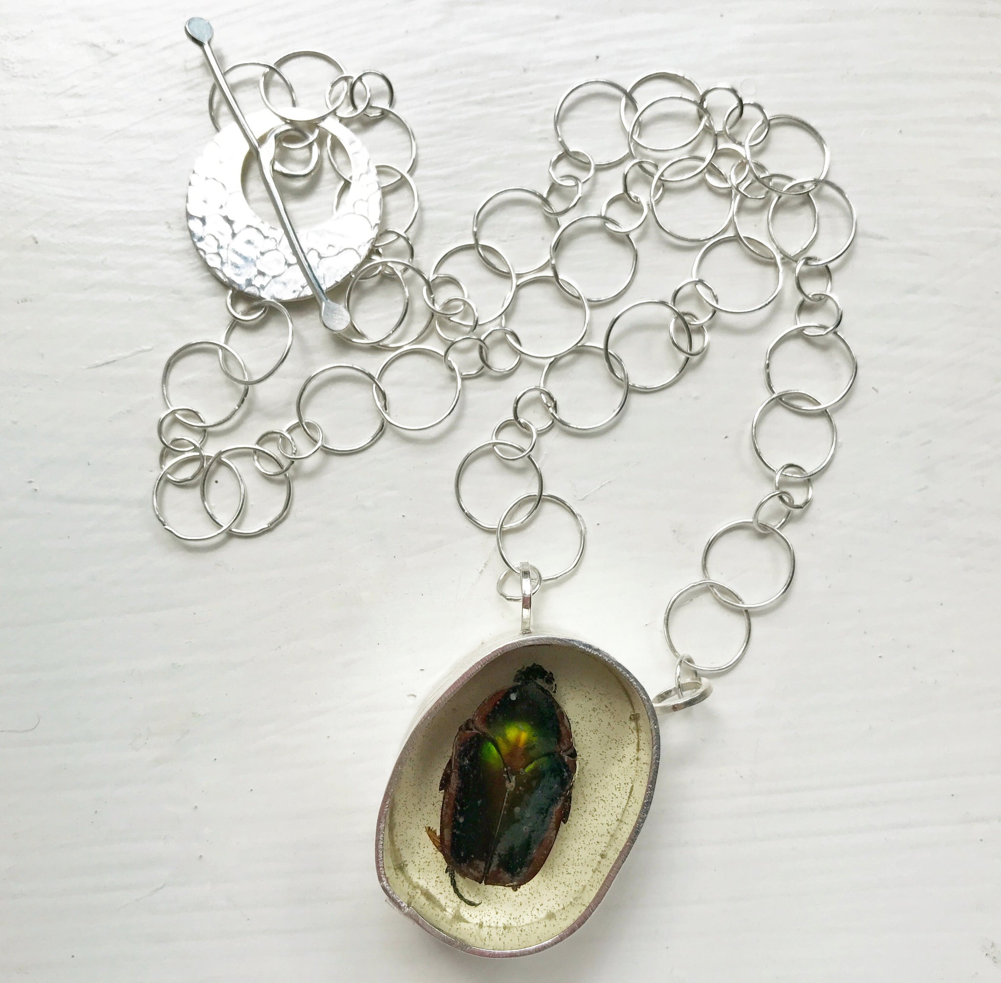 ■ENGBROX■ silver925 heroine necklace EBNL25012SV Oberon Design Art Nouveau Ginkgo Hand-Cast Britannia Metal