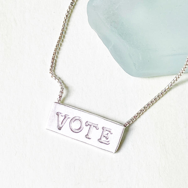 VOTE rectangle necklace
